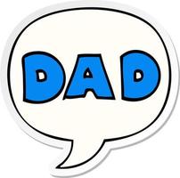 cartoon word dad and speech bubble sticker vector