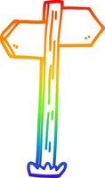 rainbow gradient line drawing cartoon painted direction sign posts vector