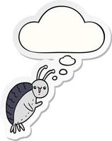 cartoon beetle and thought bubble as a printed sticker vector