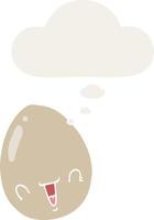 cartoon egg and thought bubble in retro style vector