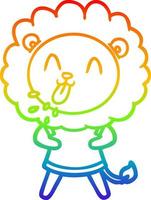 rainbow gradient line drawing happy cartoon lion vector