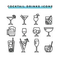 conjunto de iconos de bebidas estilo de contorno vector