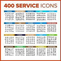 Service Icon Thin Line Big Set Vector