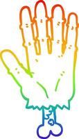 rainbow gradient line drawing cartoon zombie hand vector