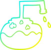 cold gradient line drawing cartoon bubbling chemicals vector