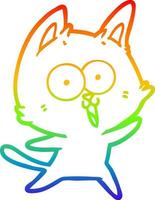 rainbow gradient line drawing funny cartoon cat vector