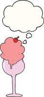 cartoon ice cream desert and thought bubble vector