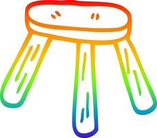 taburete bajo de dibujos animados de dibujo de línea de degradado de arco iris vector