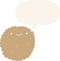 cartoon biscuit and speech bubble in retro style vector