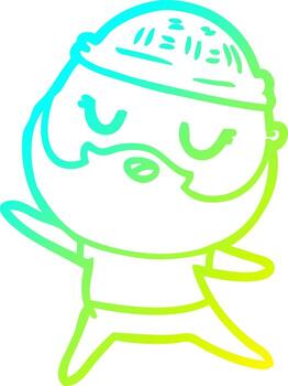 cold gradient line drawing cartoon man with beard vector