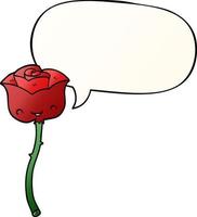 cartoon rose and speech bubble in smooth gradient style vector