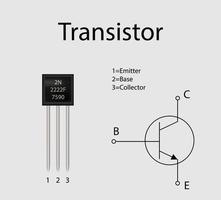 componente electrónico de transistor con su diagrama de símbolo ilustración vectorial eps 10. vector