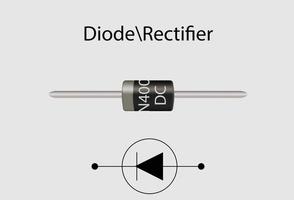 dispositivo semiconductor de diodo con su símbolo vector eps 10.