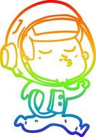 rainbow gradient line drawing cartoon confident astronaut running vector