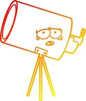 warm gradient line drawing cartoon bored telescope with face vector