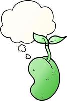 cartoon sprouting seed and thought bubble in smooth gradient style vector