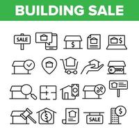 Buildings For Sale Vector Linear Icons Set