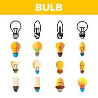 Light Bulbs Flat And Linear Icons Vector Set