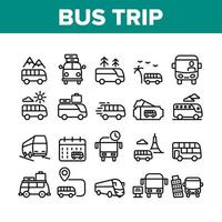 Bus Trip And Travel Collection Icons Set Vector