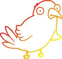 warm gradient line drawing cartoon bird vector