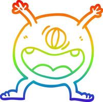 rainbow gradient line drawing cartoon monster vector