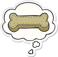 cartoon dog biscuit and thought bubble as a printed sticker vector