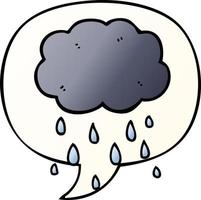 cartoon cloud raining and speech bubble in smooth gradient style vector