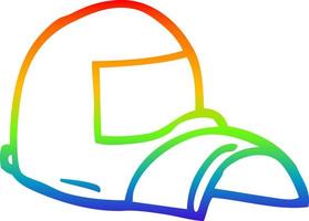 rainbow gradient line drawing cartoon baseball cap vector