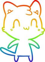 arco iris gradiente línea dibujo dibujos animados gato feliz vector