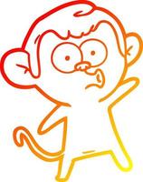 warm gradient line drawing cartoon surprised monkey vector