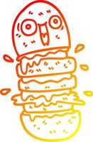 warm gradient line drawing cartoon burger