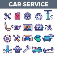 Car Service Linear Vector Icons Set Thin Pictogram