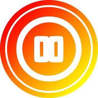 pause button circular in hot gradient spectrum vector