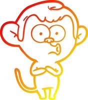 warm gradient line drawing cartoon hooting monkey vector