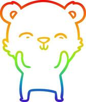 dibujo de línea de gradiente de arco iris oso de dibujos animados feliz vector