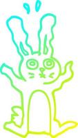 dibujo de línea de gradiente frío conejo emocionado de dibujos animados vector