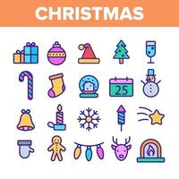 conjunto de iconos de vector de elementos de color de navidad