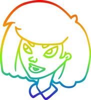 rainbow gradient line drawing cartoon face girl vector