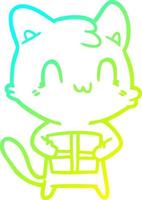 cold gradient line drawing cartoon happy cat vector