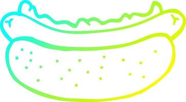 cold gradient line drawing cartoon hotdog vector