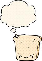 cartoon slice of bread and thought bubble in comic book style vector