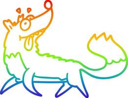 rainbow gradient line drawing cartoon hungry wolf vector