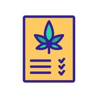 recibo de medicina para fumar icono de cannabis ilustración de contorno vectorial vector