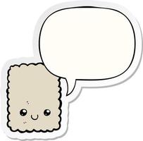 cartoon biscuit and speech bubble sticker vector