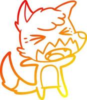 warm gradient line drawing angry cartoon fox vector