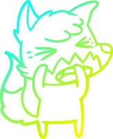 cold gradient line drawing angry cartoon fox vector