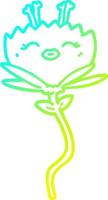 cold gradient line drawing happy cartoon flower vector