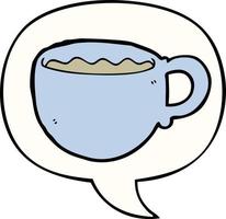 cartoon coffee cup and speech bubble vector