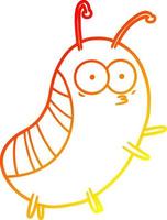 warm gradient line drawing funny cartoon beetle vector