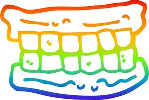 rainbow gradient line drawing cartoon false teeth vector